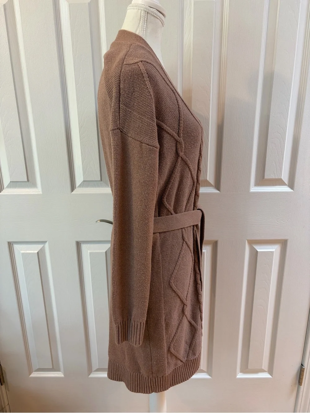 L’AGENCE Maeve Harleen Button Front Belted Cable Knit Cardigan Size S